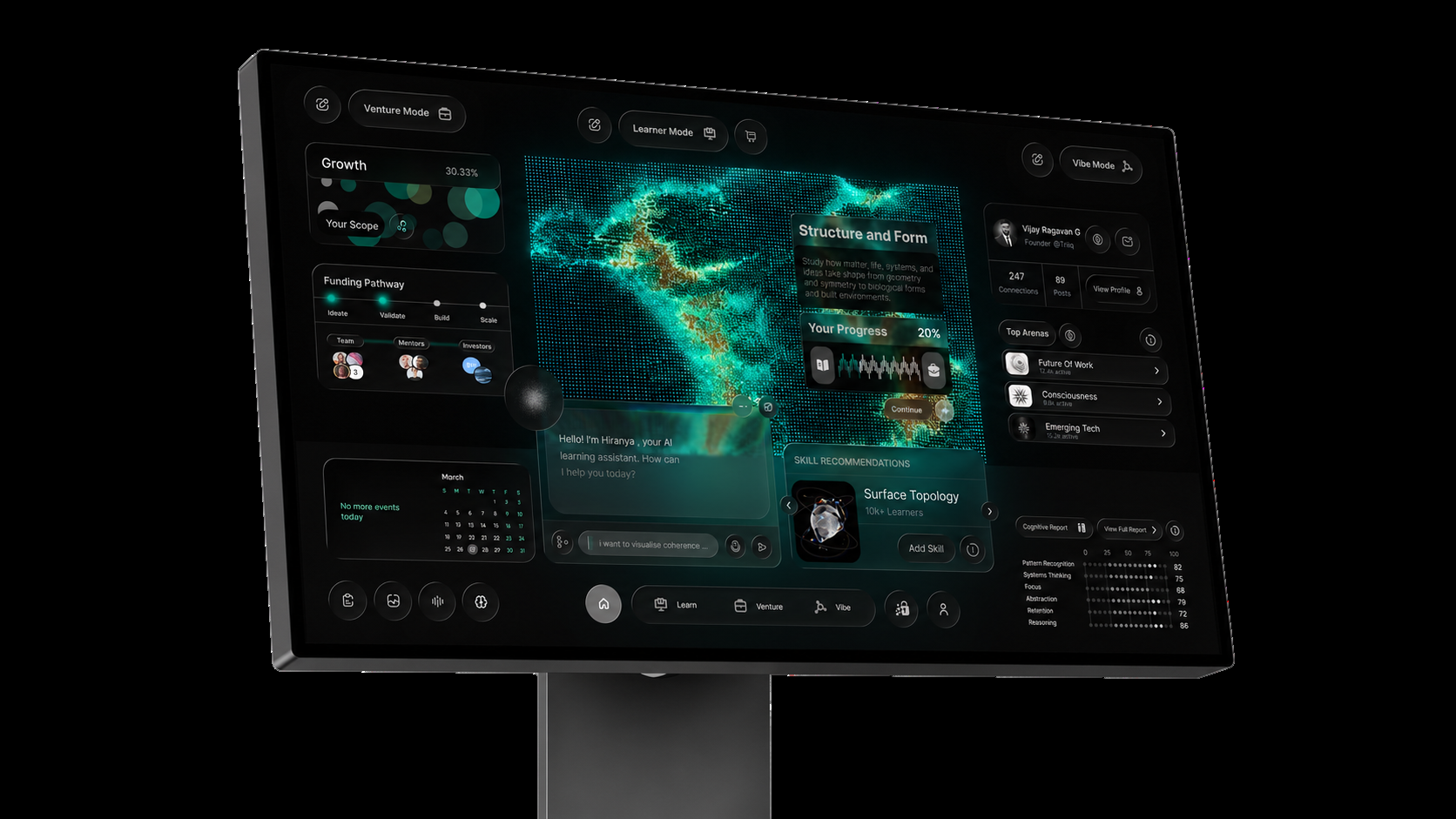 Atman.explorer visual intelligence interface shown on a desktop display